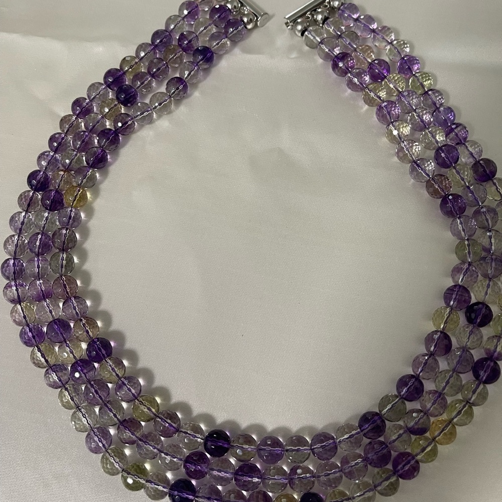 Chic Multi-Strand Amethyst Beaded Necklace